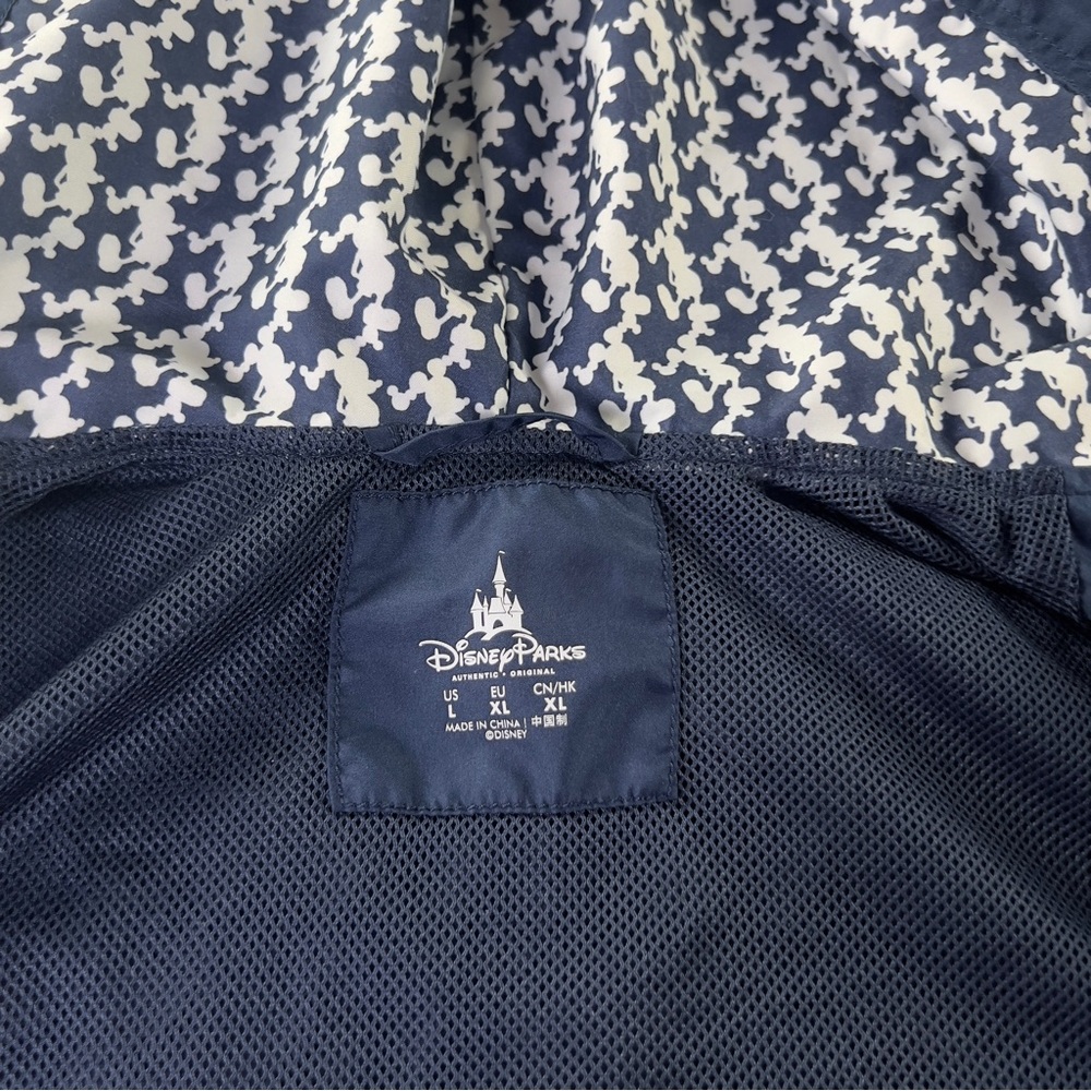Walt Disney World Windbreaker Jacket Womens Large Blue Mickey Hooded Full Zip - Picture 8 of 11